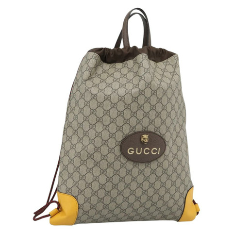 GUCCI GG Supreme 雙肩包 PVC 雙面米色 473872 正品 186117M