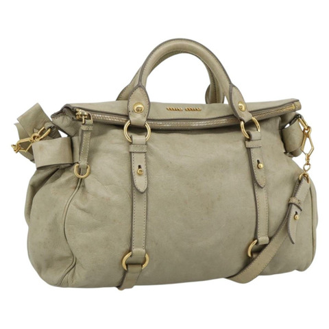 Miu Miu 手提包 皮革 兩用 米色 金色 正品 187673V