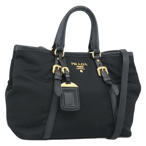 PRADA 尼龍雙肩包 黑色 金色 正品 187512V
