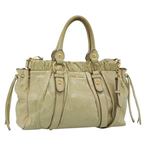 Miu Miu Matelasse 手提包 皮革 2way 米色 金 正品 187578V
