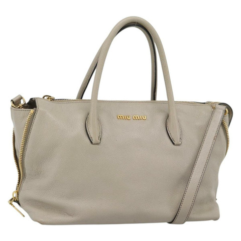Miu Miu 手提包 皮革 兩用 灰色 金色 正品 187574V