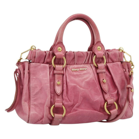 Miu Miu 手提包 皮革 兩用 粉金配色 正品 186436SAM