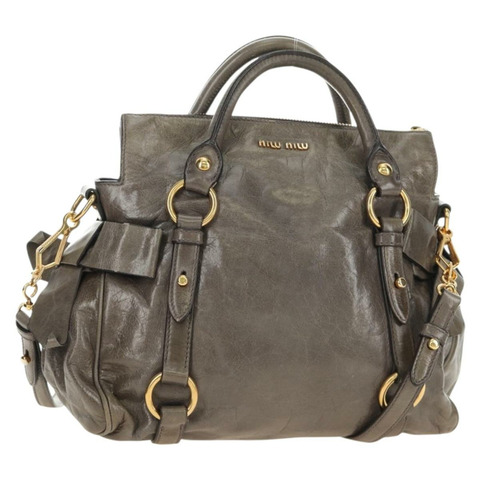 Miu Miu 手提包 皮革 兩用 灰色 金色 正品 186440SAM