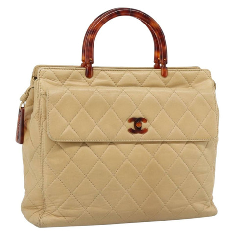 香奈兒 (CHANEL) Matelasse 手袋，羊皮，米色，CC 標誌，正品 BA13609V