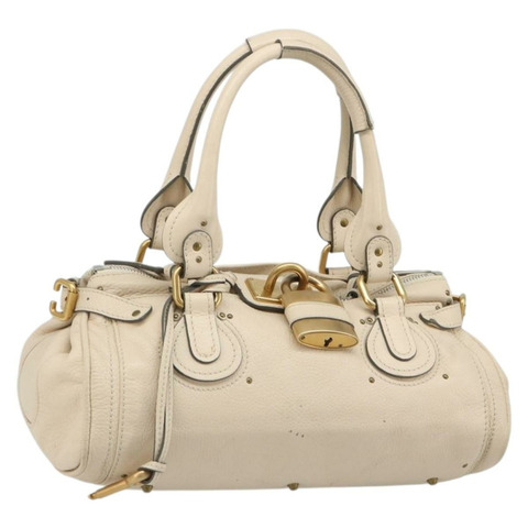Chloe Paddington 手提包 皮革 象牙色 金色 銀色 正品 am11923V