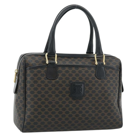 CELINE Macadam帆布波士頓包 PVC皮革 黑色金色 正品 am11938V