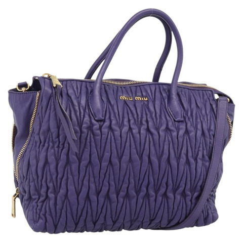 Miu Miu 手提包 皮革 兩用 紫色金色 正品 BA13576V