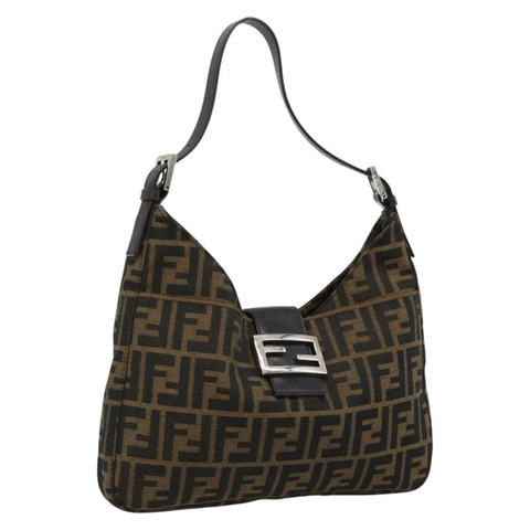 FENDI Zucca帆布Mamma Baguette單肩包 黑色 棕色 銀色 正品 am11931V