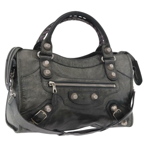 BALENCIAGA Giant City Bag 皮革雙肩包 灰色/銀色 173084 正品 188218SAM