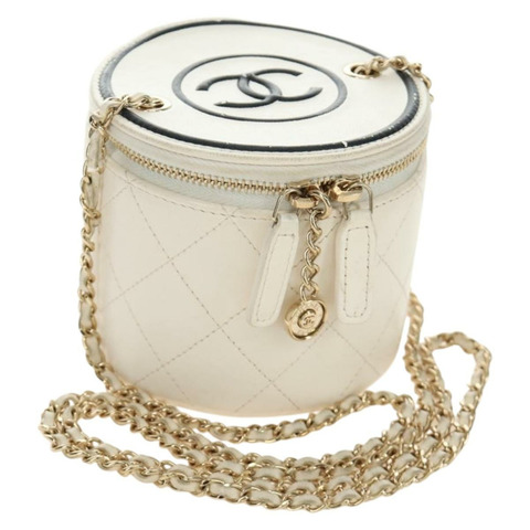 香奈兒 (CHANEL) Matelasse Chain Vanity Bag 羊皮白金 CC Auth 188894SAM