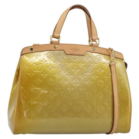 路易威登 Monogram Vernis Blair GM 手提包 2way Beige Poodle M91754 Auth 188838