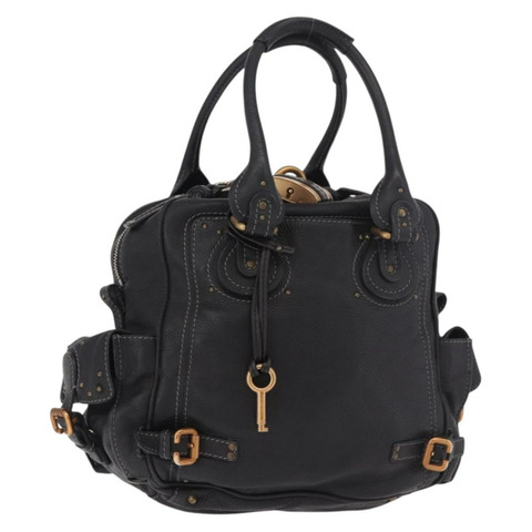 Chloe Paddington 手提包，黑色、金色、銀色皮革，正品 bs35640V