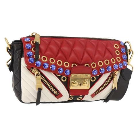 Miu Miu 機車包 單肩包 羊皮 紅色 金色 正品 ka4894M