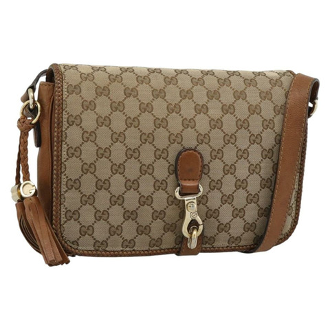 GUCCI GG帆布肩背包 米色 金色 257024 正品 ka4943V