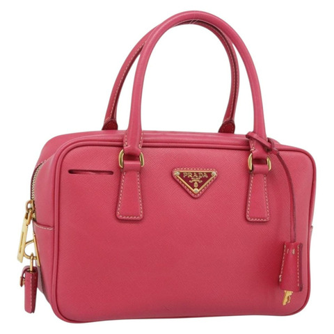 PRADA 手提包 Saffiano 粉紅色金色 Auth ka4966V