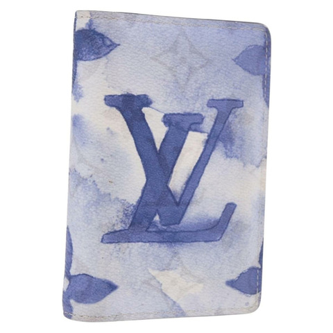 路易威登 Monogram 水彩 Organizer De Poch 藍色 M80455 LV Auth 188950M