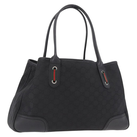 GUCCI GG帆布織帶雪莉酒系列手提包 黑色 銀色 紅色 293592 正品 189381V