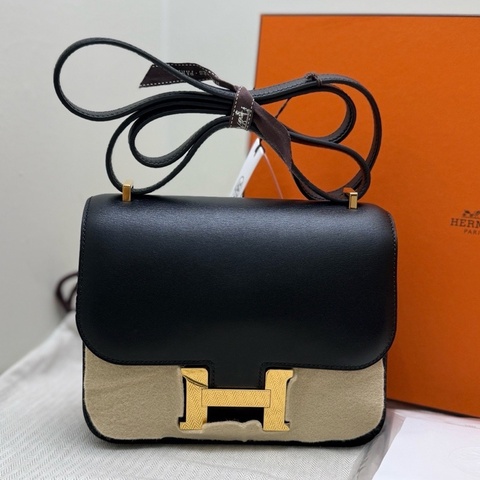 愛馬仕/Hermès 全套 康康19 constance mini 黑色金扣 tadelakt皮