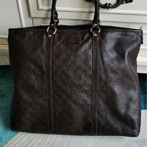 【容量極大😆狀況極佳✨】95新 Gucci 古馳 牛皮 深棕色 托特包|男士公文包|手提包