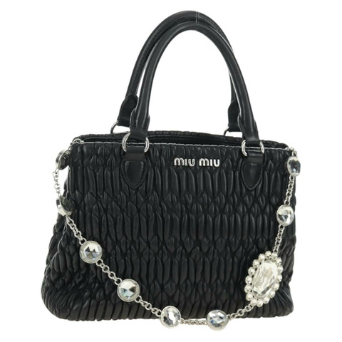 Miu Miu 手提包 皮革 兩用 黑色 銀色 正品 187138SAV