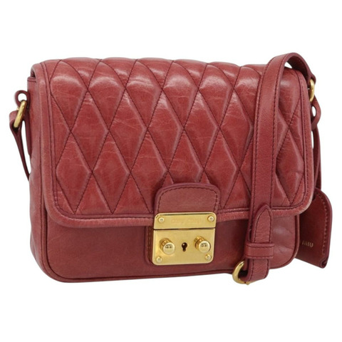 Miu Miu 紅色金色皮革單肩包 正品 BA13578A