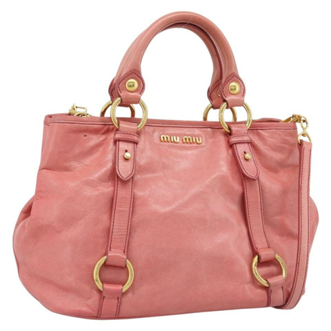 Miu Miu 手提包 皮革 兩用 粉金配色 正品 189208SAM