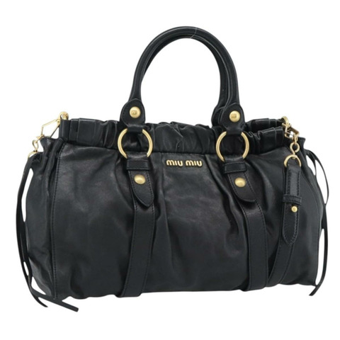 Miu Miu 手提包 皮革 兩用 黑色 金色 正品 189206SAM