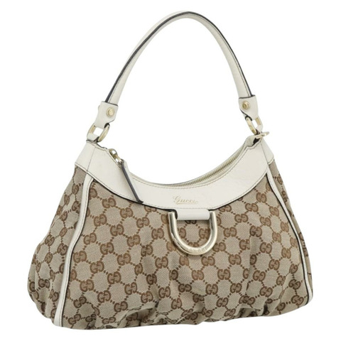 GUCCI GG帆布Abbey單肩包 米色/金色 190525 正品 189100A