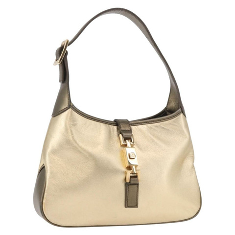 GUCCI Jackie 手提包 皮革 金色 005 0775 正品 189055V