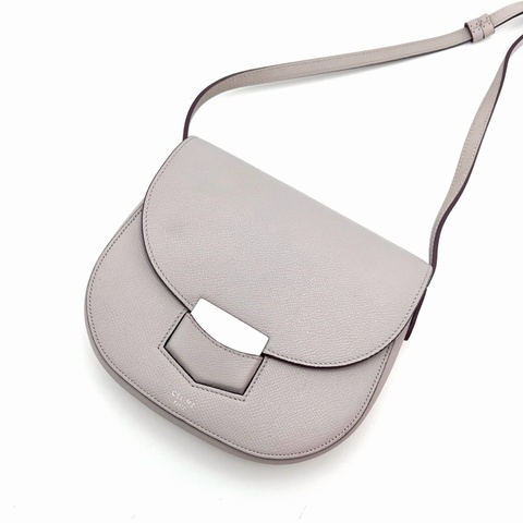 【威選精品】💜 CELINE 淡紫色銀扣馬鞍包