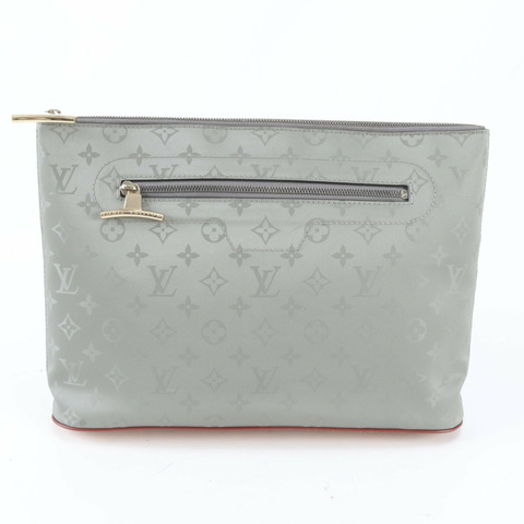 路易威登 Monogram Titanium Pochette Cosmos M63240 男士皮革尼龍手拿包，成色極佳