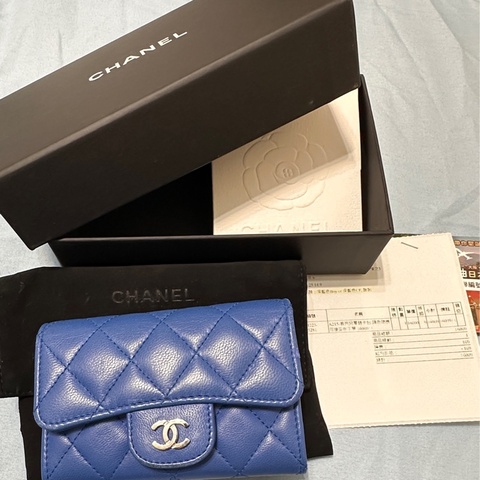 CHANEL 香奈兒CF寶藍色零錢包/卡包 二手9成新