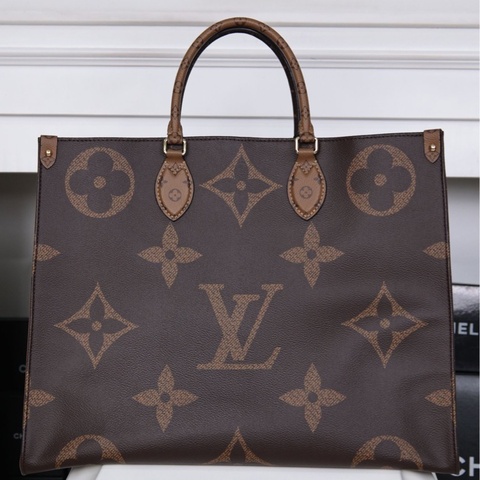 LV  Onthego大号棕色老花托特包手提包