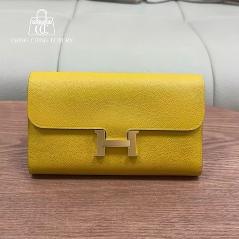 🌈Hermes💛Constance Wallet長銀包💛9D琥珀黄金扣🌟98新🌟Evercolor皮🌟有貼膜💛Constancewallet🌟constance🌟hermeswallet🌟愛馬仕🌟
