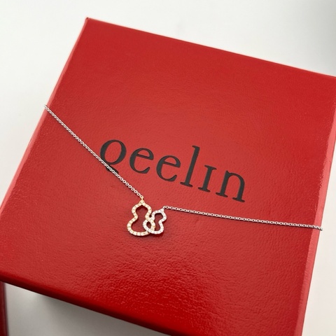 Qeelin麒麟 Wulu 時尚潮流百搭 18K白金 滿鑽葫蘆項鍊