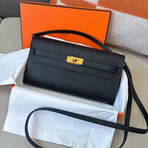 近新品 愛馬仕Hermes 黑金Kelly to go Epsom皮