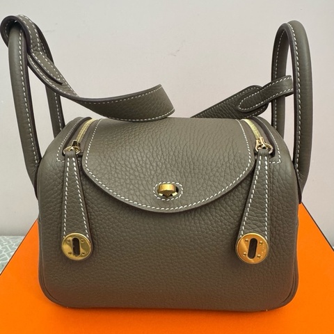 二代Hermes Mini Lindy 大象灰金扣 K刻 全配
