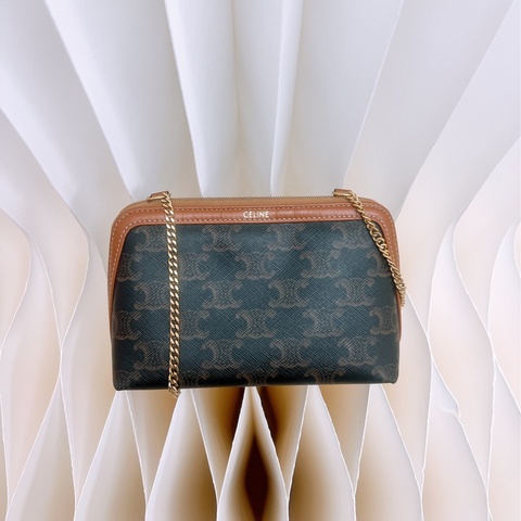 Celine 棕色老花貝殼包