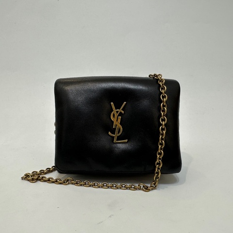 YSL 黑羊皮 Calypso 6卡鏈條零錢卡包
