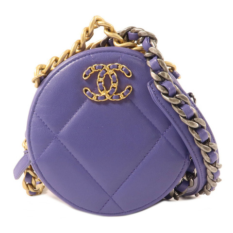 CHANEL 羊皮皮革Chanel 19 Round Clutch With Chain鏈帶肩背袋