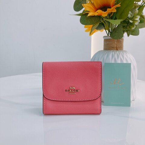 MS0764	Coach 蔻馳三摺錢包 Tri-Fold Wallet Calfskin Hot Pink