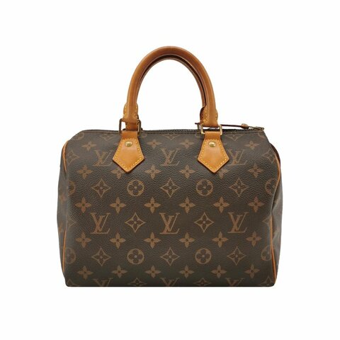 Louis Vuitton (LV) Speedy25植鞣革Monogram印花波士頓包手提包晶片款