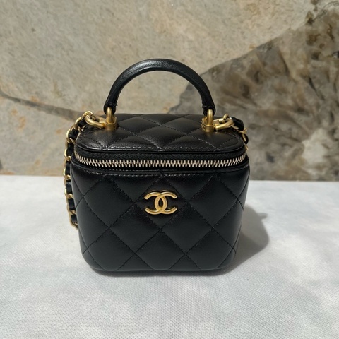 Chanel黑羊皮mini vanity小化妝箱
