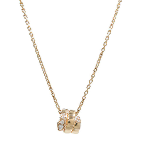 BVLGARI 18K玫瑰金Serpenti Viper鑽石項鍊