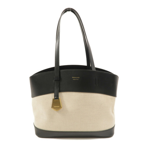 Salvatore Ferragamo 牛皮皮革/帆布Charming Tote肩背袋