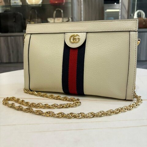 GUCCI Ophidia 金字LOGO 牛皮磁釦式鏈帶 (肩背/斜背包)