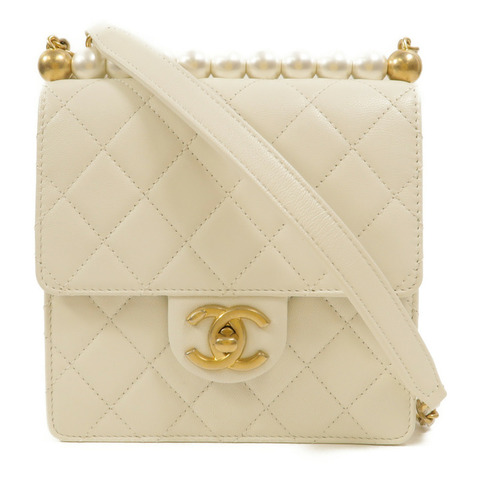 CHANEL 羊皮皮革Small Chic Pearls Flap Bag鏈帶肩背袋