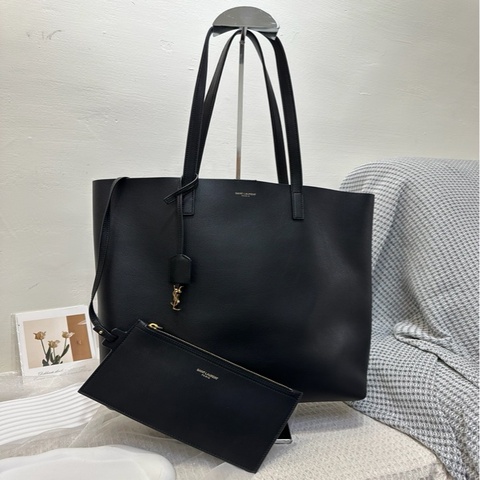 YSL Saint Laurent 聖羅蘭Shopping Tote 黑色 牛皮 托特包