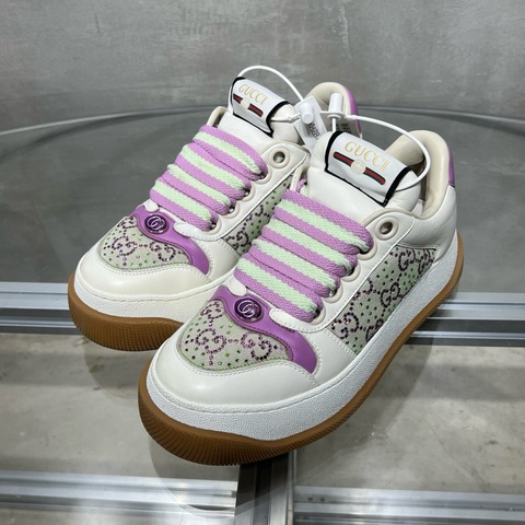 Gucci/古馳 Screener 髒髒鞋 米紫 胖丁 尺碼/36碼