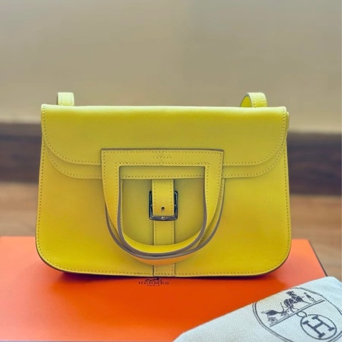 Hermes Halzan mini黃色 Swift皮 銀扣